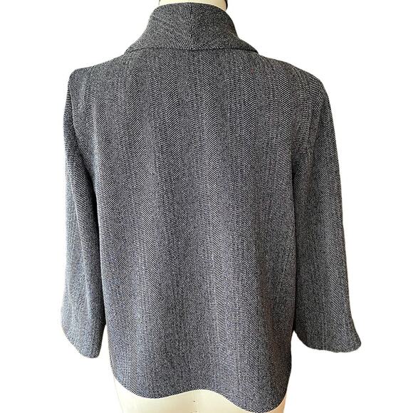 INSIGHT Short Black Herringbone Wrap Blazer Bolero Jacket ~ Women's Size 10 - Picture 2 of 3